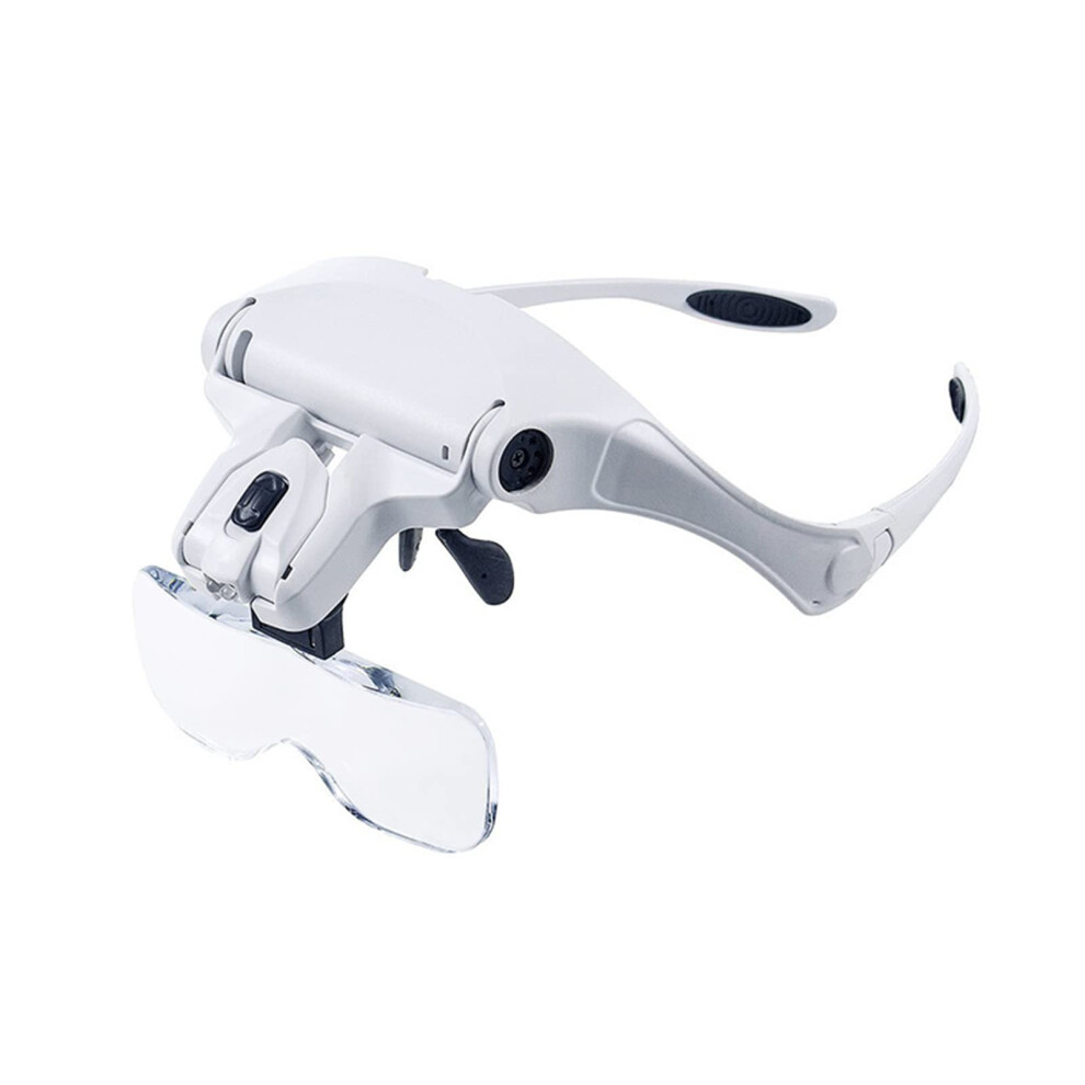 Head Mounted Magnifier with Dual LED Lights, Hands  Headband Glasses for Jewelry and Watch , 5Level Interchangeable Lenses
