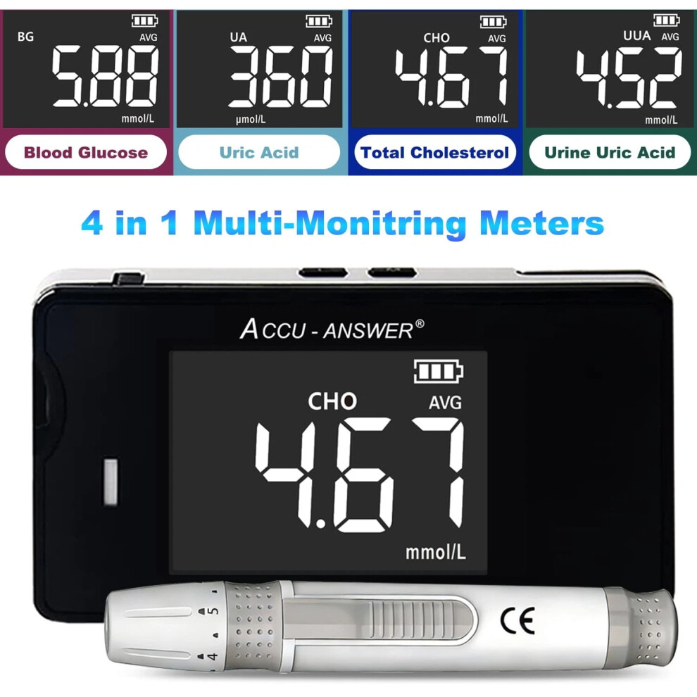 4 in1 Blood Glucose Uric Acid Cholesterol Test Kit