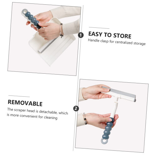 Window Squeegee with Dustpan Set, Ergonomic Grip Glass Cleaning Tool for Streak MultiSurface Use, Grey 2