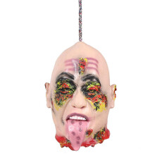 Halloween Decorations Bloody Severed Head Prop Realistic Zombie Design Latex Hanging Party Decor (Tongue)