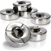 2024 6x Stainless Steel Ashtray - Wind Ashtray with Removable Lid To Protect Against Fly Ash - 11 Cm (006 Pieces - Stainless Steel)