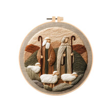 Cotton Bamboos Fabric Religious Embroidery DIY Craft Set for-6