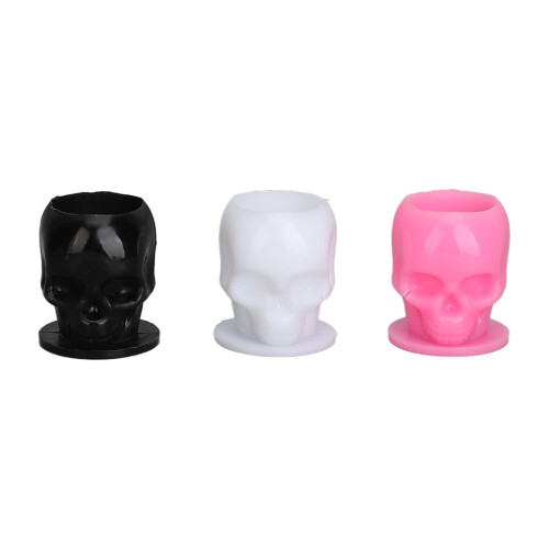 600pc Skull Ink Cups Base 1.5x2cm Black Pink White