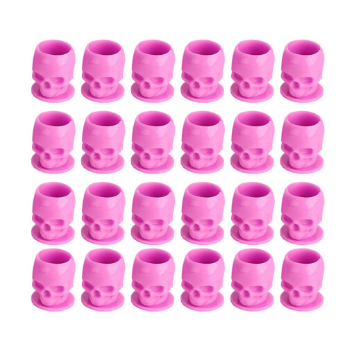 600pc Skull Ink Cups Base 1.5x2cm Black Pink White 2