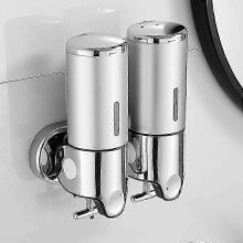 DIY 500ML x 2 Wall Mounted Soap Dispenser, Double Head Hand Soap Dispenser Liquid Dispenser Shower Gel Shampoo for Kitchen Bathroom Hotel