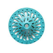 Shower Drain Hair Catcher Blue Round AntiClog Floor Drain Cover with NonSlip Design for Bathroom