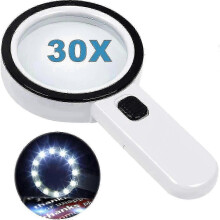 2026 Hot!!  Reading Magnifier with 12 LED Lights, 30 x Dual Glass Lens for Elderly Reading, Coins, Stamps, Maps s202412247434