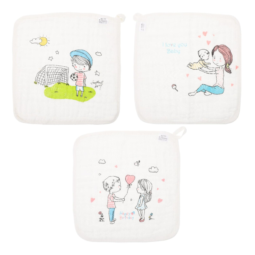 Baby Washcloths 3pcs Super Absorbent Cotton Newborn Face Towels Soft Multi Functional for Travel