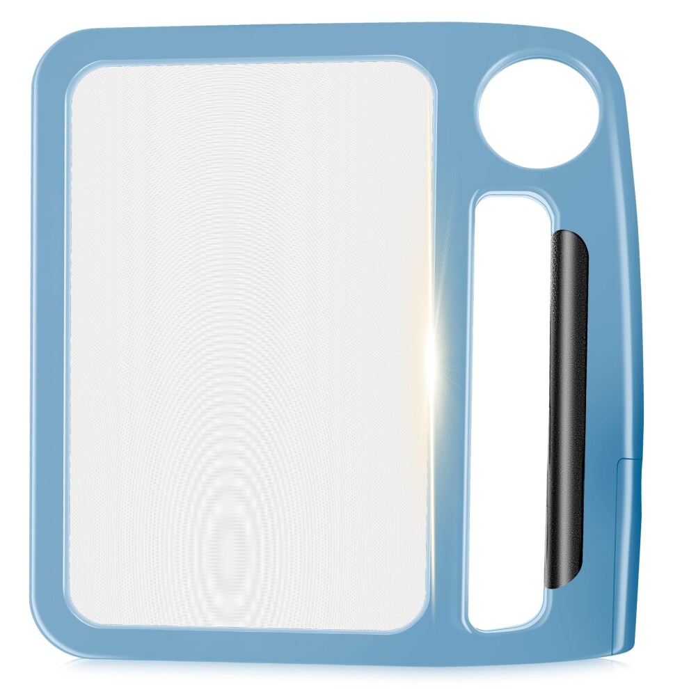 Blue 5X 10X Led Page Magnifier With Adjustable Brightness, Full Page Reading Glass For Seniors, Antiglare Lens,