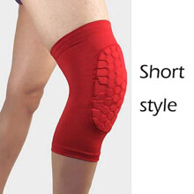 Knee Compression Sleeve with Protective Hex Padding, Breathable Stretch Fabric, Red XL