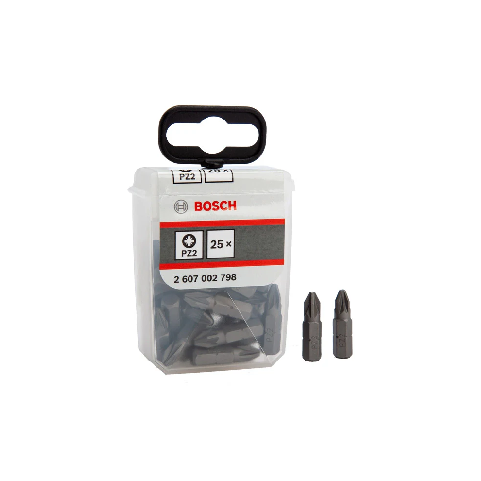 Bosch Extra Hard 25Mm Pz2 Screwdriver Bits (25Pc) 2607002798