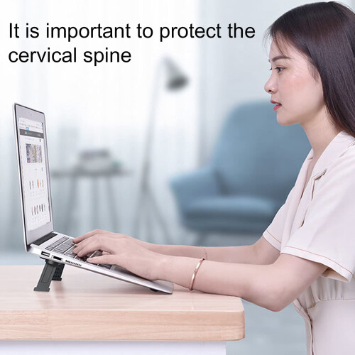Laptop Stand Adjustable Holder for Desk Ergonomic Posture Support Stable Compact Black Design 2