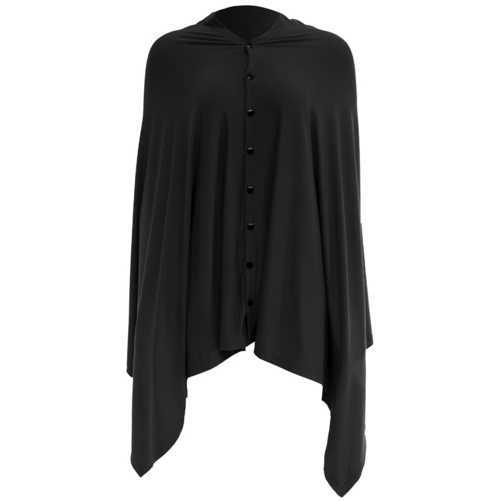 Nursing Cover Scarf Lightweight Breastfeeding Poncho Shawl With 360 Coverage Soft Breathable Fabric Black