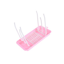 Foldable Baby Bottle Drying Rack Pink Food Grade Countertop Organizer for Nipples and Sippy Cups