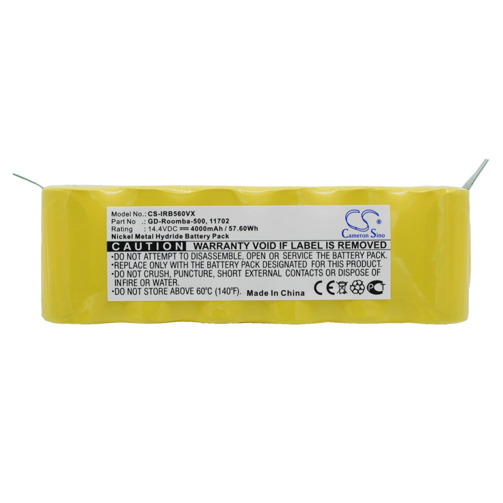 Replacement Battery 4000Mah Nimh 14.4V Rechargeable Pack For Roomba 600 700 Series With Extended Runtime 9092120366303