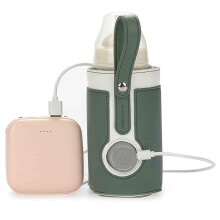 Portable Baby Bottle Warmer with Smart Insulation Heating, USB Powered 3 Heat Levels for Travel Home (Green)
