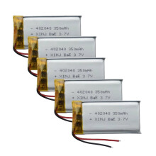 5 Baterías de Litio de 3,7 V, 350 MAh, 1,295 Wh, 402040, para Reparación de Controladores, Grabadoras de Conducción, Grabadoras de Pantalla y