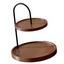 Elegant 2-Tier Wooden Serving Tray Stand for Desserts and Fruits, Perfect for Entertaining