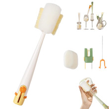 5 in 1 Bottle Cleaning Brush Set for Baby Bottles, Multifunctional Bottle Cleaner Kit with Straw Cleaner, Durable Yellow Finish