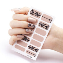 3D Black Glossy Self Adhesive Nail Stickers Full Cover Nail Art Decals for Instant Manicure AF006