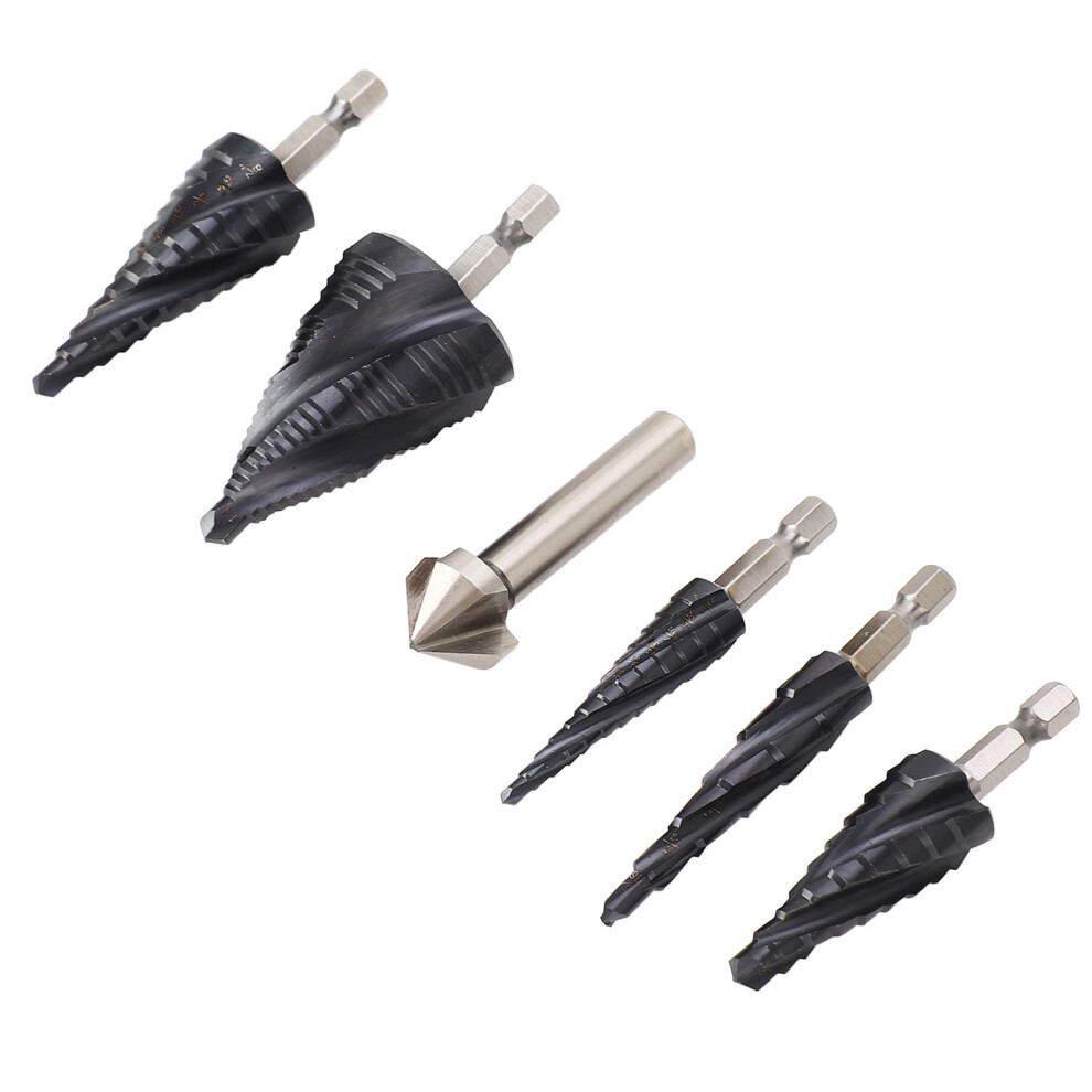 Pagoda 4-Flute Step Drill Bit, 1/4 Shank, Cobalt 8751393532532