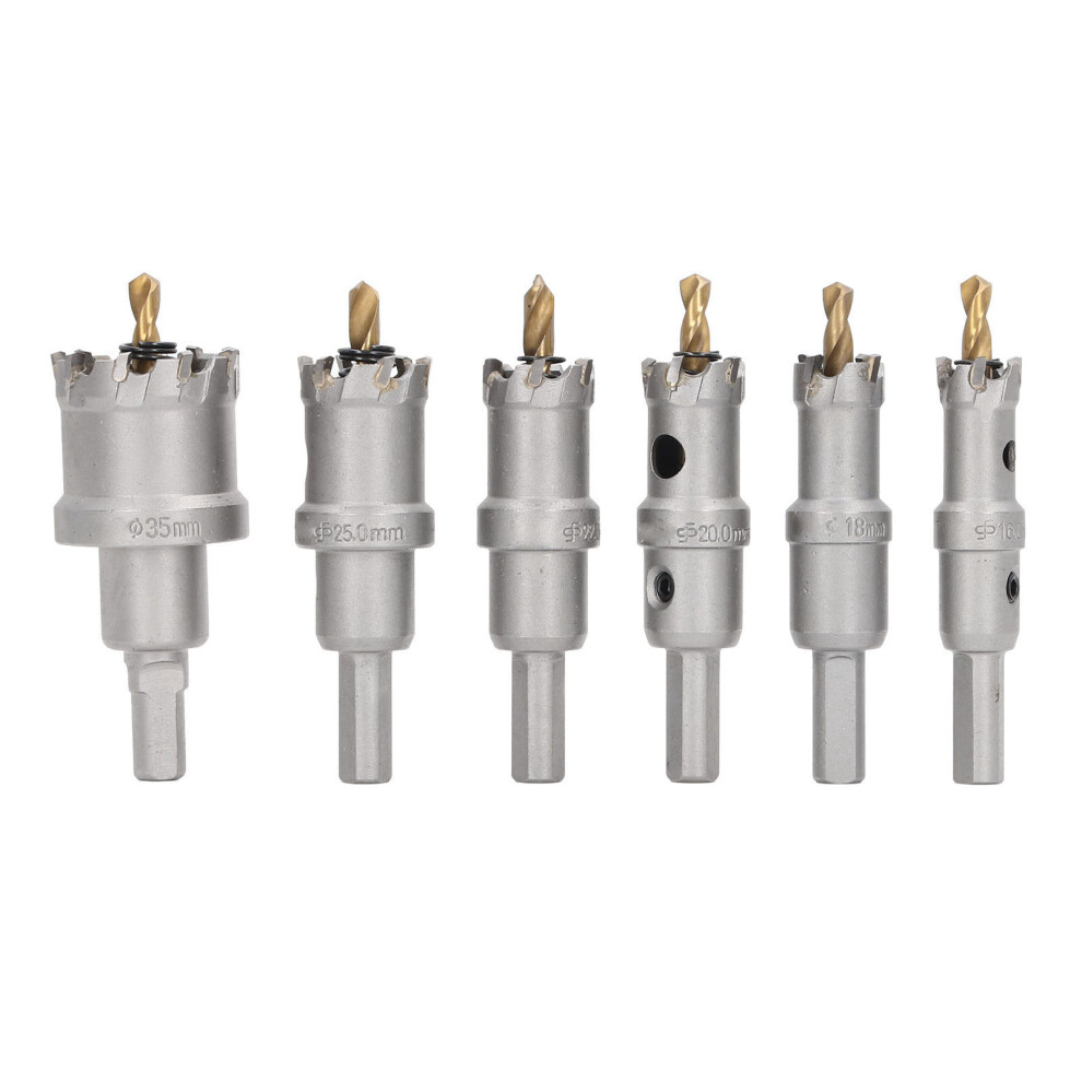 6Pcs Tct Hole Saw Kit 16-35Mm 3/8 In Shank Carbide 4021393532486