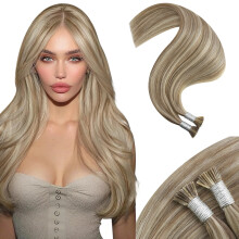 Itip Hair Extensions Human Hair 22 Inch Brown Highlight Platinum Blonde Remy Keratin Tip