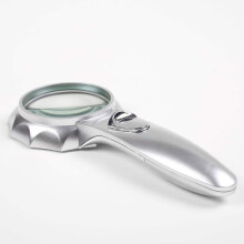 Handheld Magnifier with HD Optical Glass Lens, 6 LED Bright Light, 4X 6X 7X for Reading and