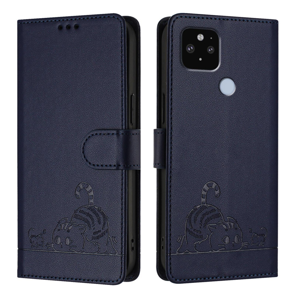 Wallet Case Leather Cover With Rfid Blocking, Magnetic Flip, Kickstand, For Google Pixel 4A 5G Blue 9073542887652