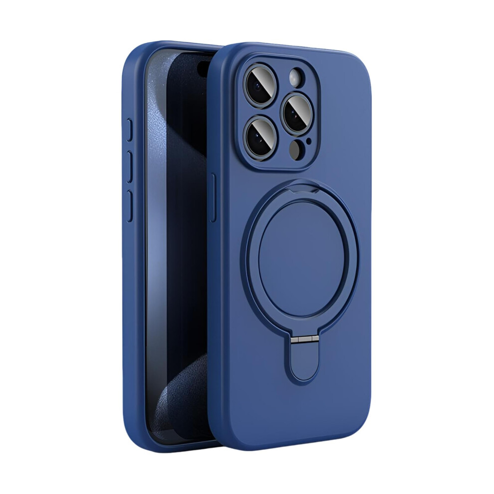Foldable Ring Stand, Shockproof Silicone Cover, Antifingerprint Case For Magsafe Iphone 14 Pro Blue 9092120366754