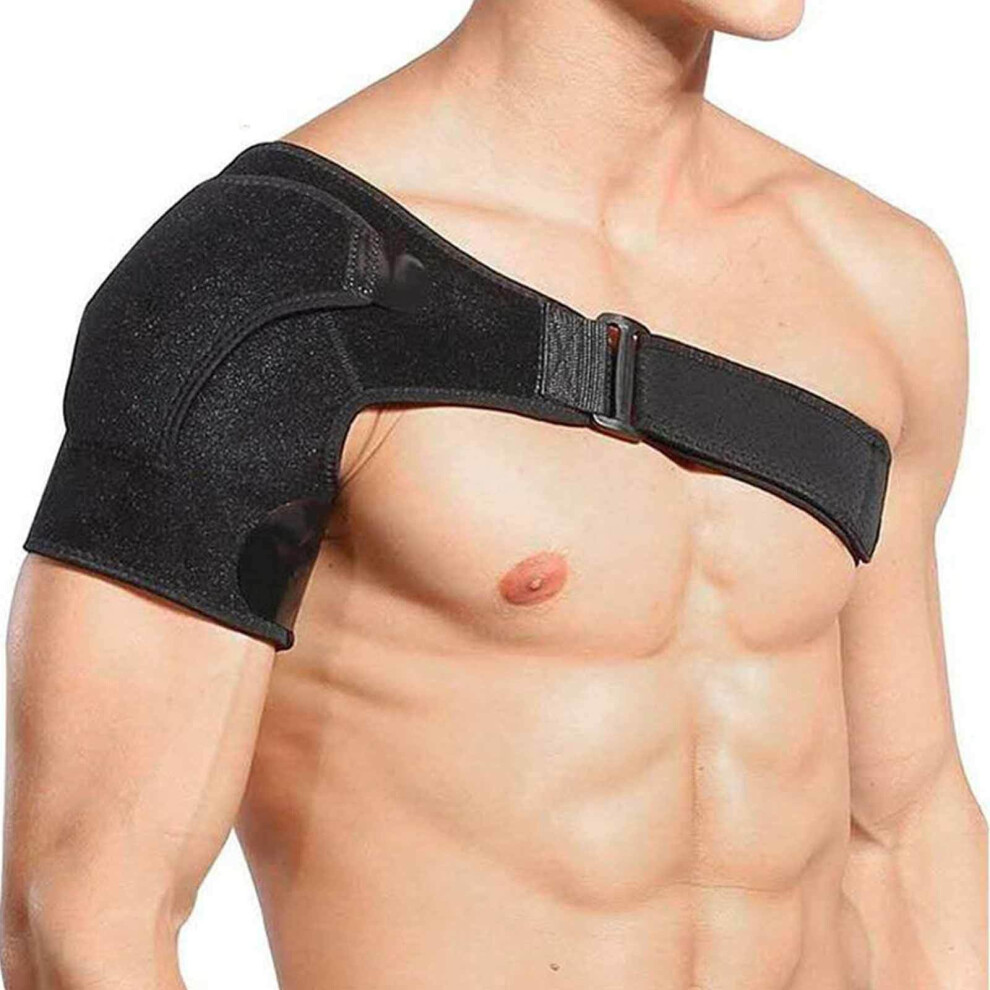 Black Shoulder Brace Rotator Cuff Support With Adjustable Compression For Pain Relief And Injury Recovery