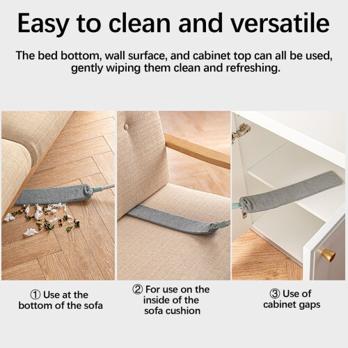 Extendable Microfiber Flat Duster with Long Handle, Flexible Head and 3 Reusable Cloths for HardtoReach Areas 1
