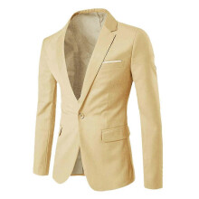(XS, Beige) Herren-Blazer, schmal geschnitten, Business, Hochzeit, einfarbig, Anzugjacke