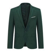 (2XL, Dunkelgrün) Herren-Blazer, schmal geschnitten, Business, Hochzeit, einfarbig, Anzugjacke