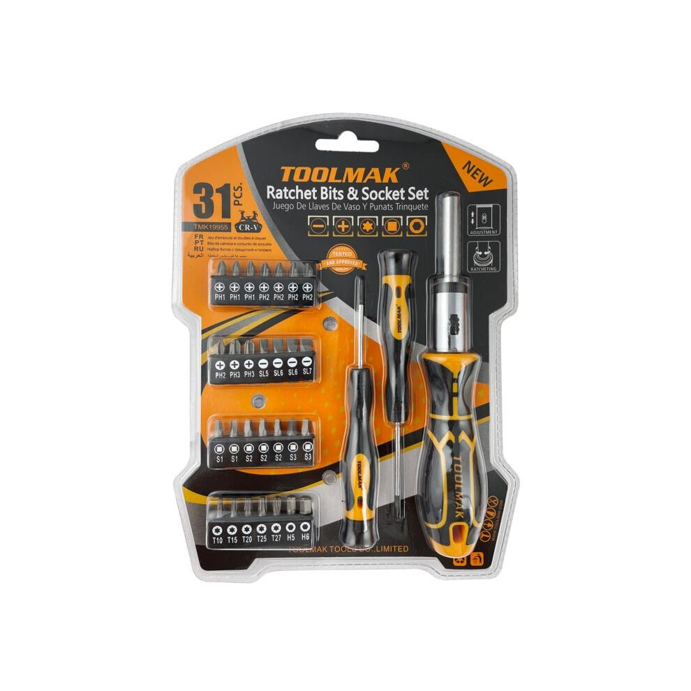 - Toolmak Rachet Drill Bit Set Orange/black (One Size) - Image 2