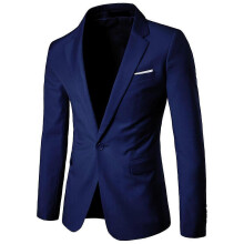 (XL, Marineblau) Herren-Blazer, schmal geschnitten, Business, Hochzeit, einfarbig, Anzugjacke
