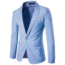 (2XL, Hellblau) Herren-Blazer, schmal geschnitten, Business, Hochzeit, einfarbig, Anzugjacke