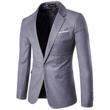 (3XL, Hellgrau) Herren-Blazer, schmal geschnitten, Business, Hochzeit, einfarbig, Anzugjacke