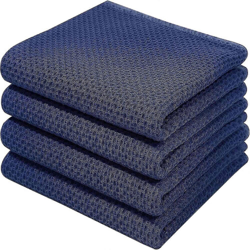 (Dark blue, 34*73cm) 6Pack 100% Cotton Terry Tea Towels Kitchen Dish Clean Hanging Loop S202412306944