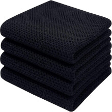 (Black, 34*73cm) 6Pack 100% Cotton Terry Tea Towels Kitchen Dish Clean Hanging Loop S202412306944