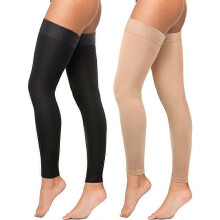 (M) 2 paar dijhoge compressiekousen zonder voetjes, 20-30 mmHg compressiekousen met siliconen nopjesband, unisex