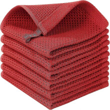 (34 x 34 cm, Rot) 6er-Pack Geschirrtücher aus 100 % Baumwollfrottee mit Aufhängeschlaufe, S202412306944