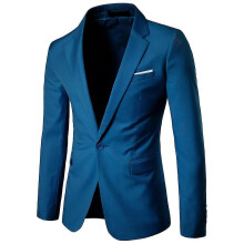 (XS, Meeresblau) Herren-Blazer, schmal geschnitten, Business, Hochzeit, einfarbig, Anzugjacke