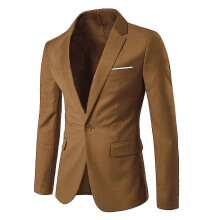 (3XL, Braun) Herren-Blazer, schmal geschnitten, Business, Hochzeit, einfarbig, Anzugjacke
