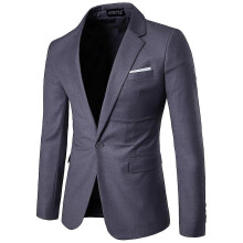 (XL, Dunkelgrau) Herren-Blazer, schmal geschnitten, Business, Hochzeit, einfarbig, Anzugjacke