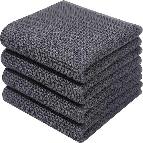 (Dark gray, 34*73cm) 6Pack 100% Cotton Terry Tea Towels Kitchen Dish Clean Hanging Loop S202412306944