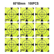 (60x60mm, China) 100 Stück Reflektorfolie, reflektierendes Klebeband, Zielreflektor, Totalstationsreflektor, reflektierender Aufkleber