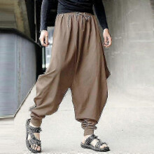 (L, Khaki) Herren Haremshose mit weitem Bein, l?ssige Baggy-Hose, Yogahose P20250110800