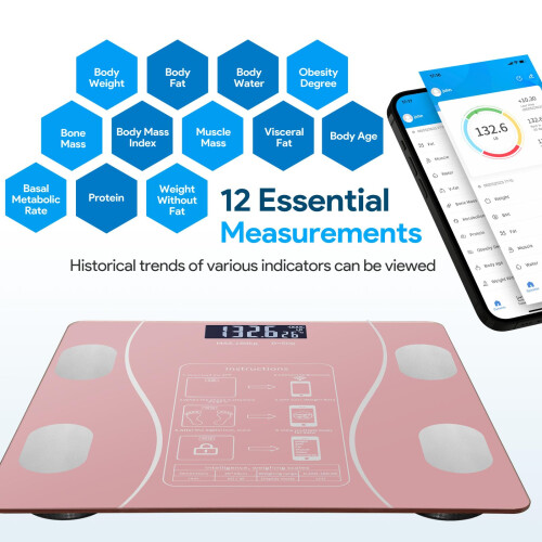 Digital Bathroom Scale with Bright LED Display, Smart Bluetooth Body Fat and Weight Tracking 2
