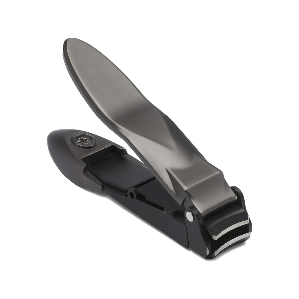 Nail Clipper with Catcher NoMess Stainless Steel Clippers for Men and Women, Ergonomic Grip Design